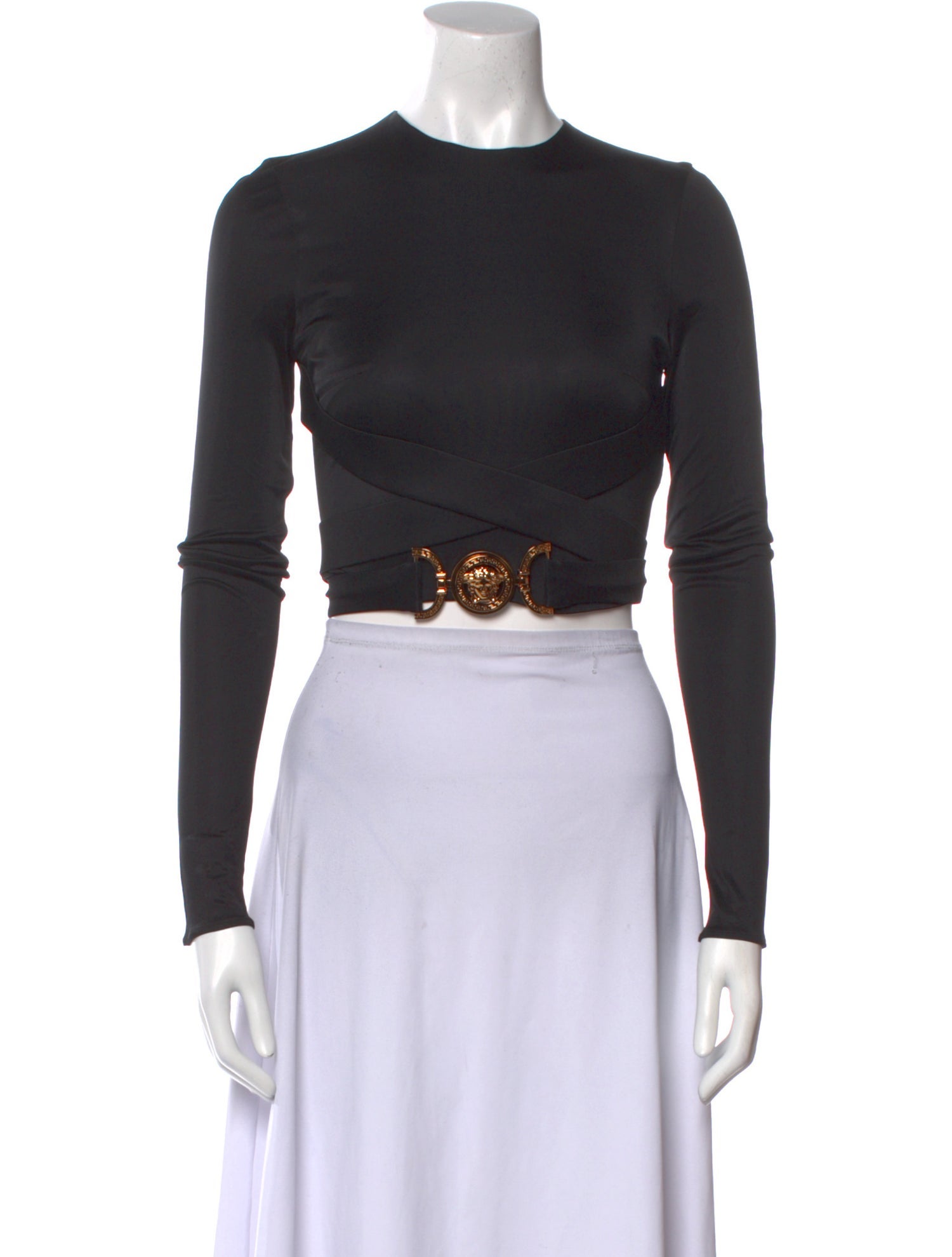 Versace Crew Neck Long Sleeve Crop Top