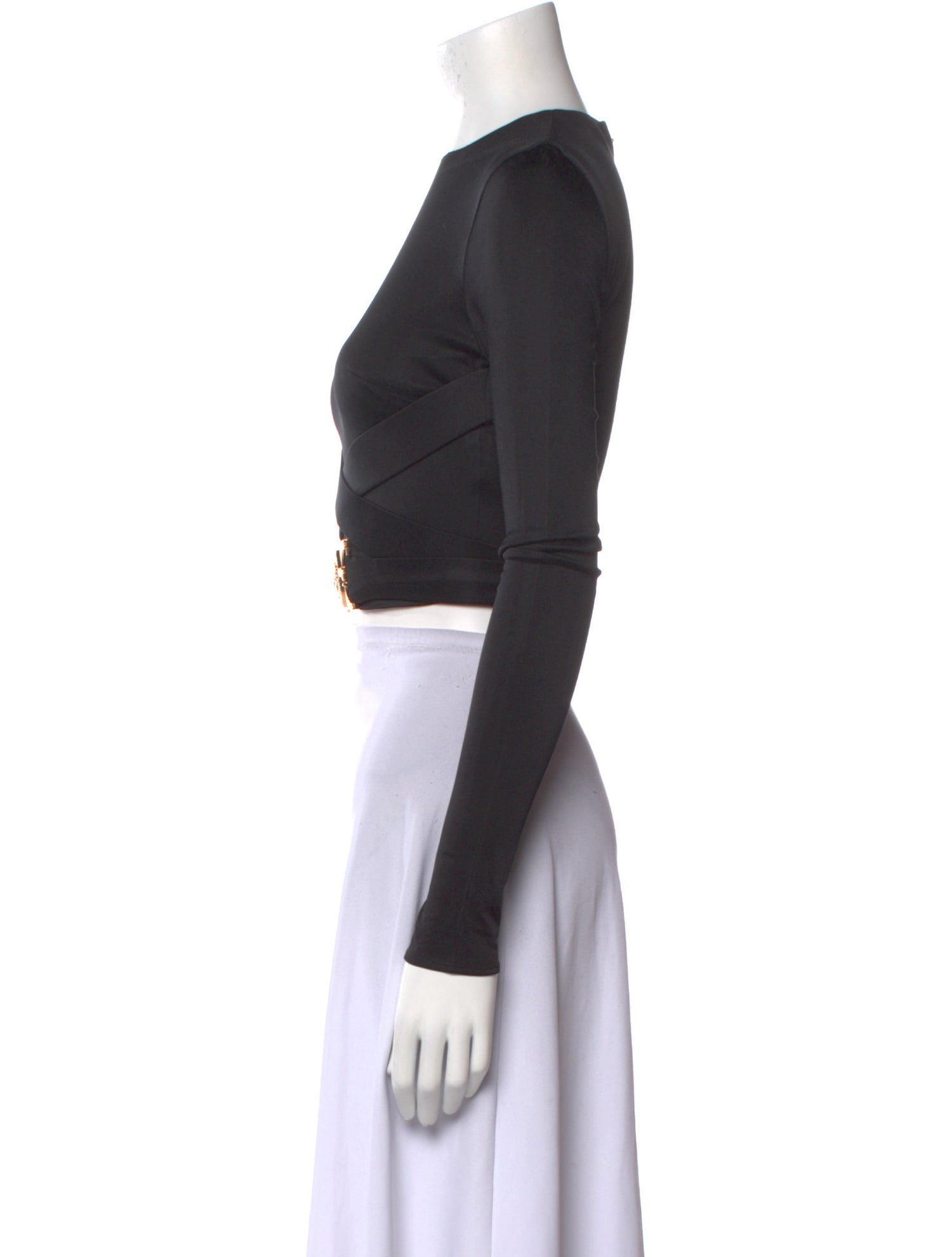 Versace Crew Neck Long Sleeve Crop Top