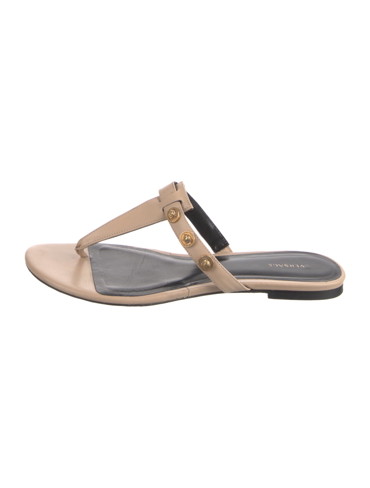 Versace Leather Studded Accents Slides