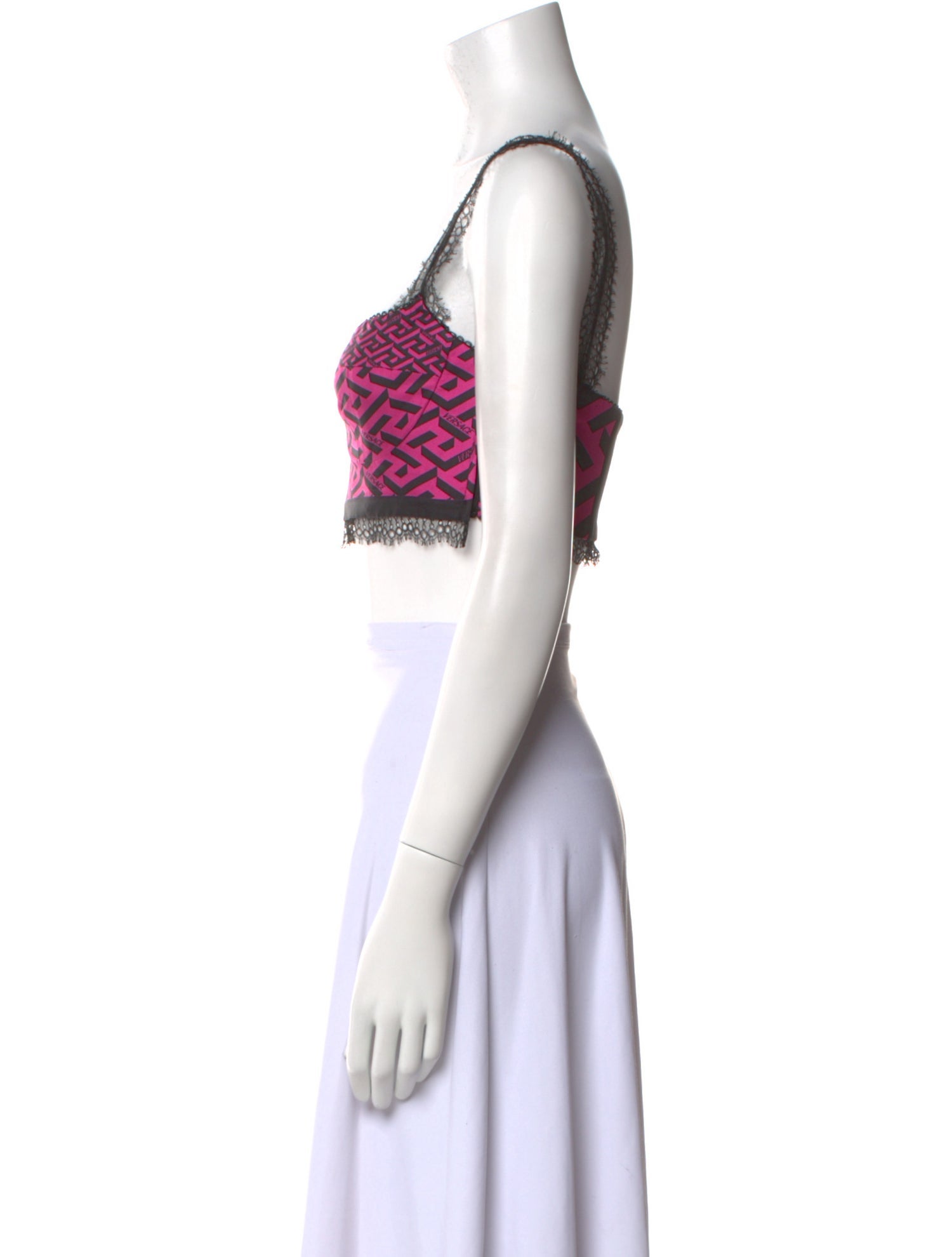 Versace Silk Square Neckline Crop Top