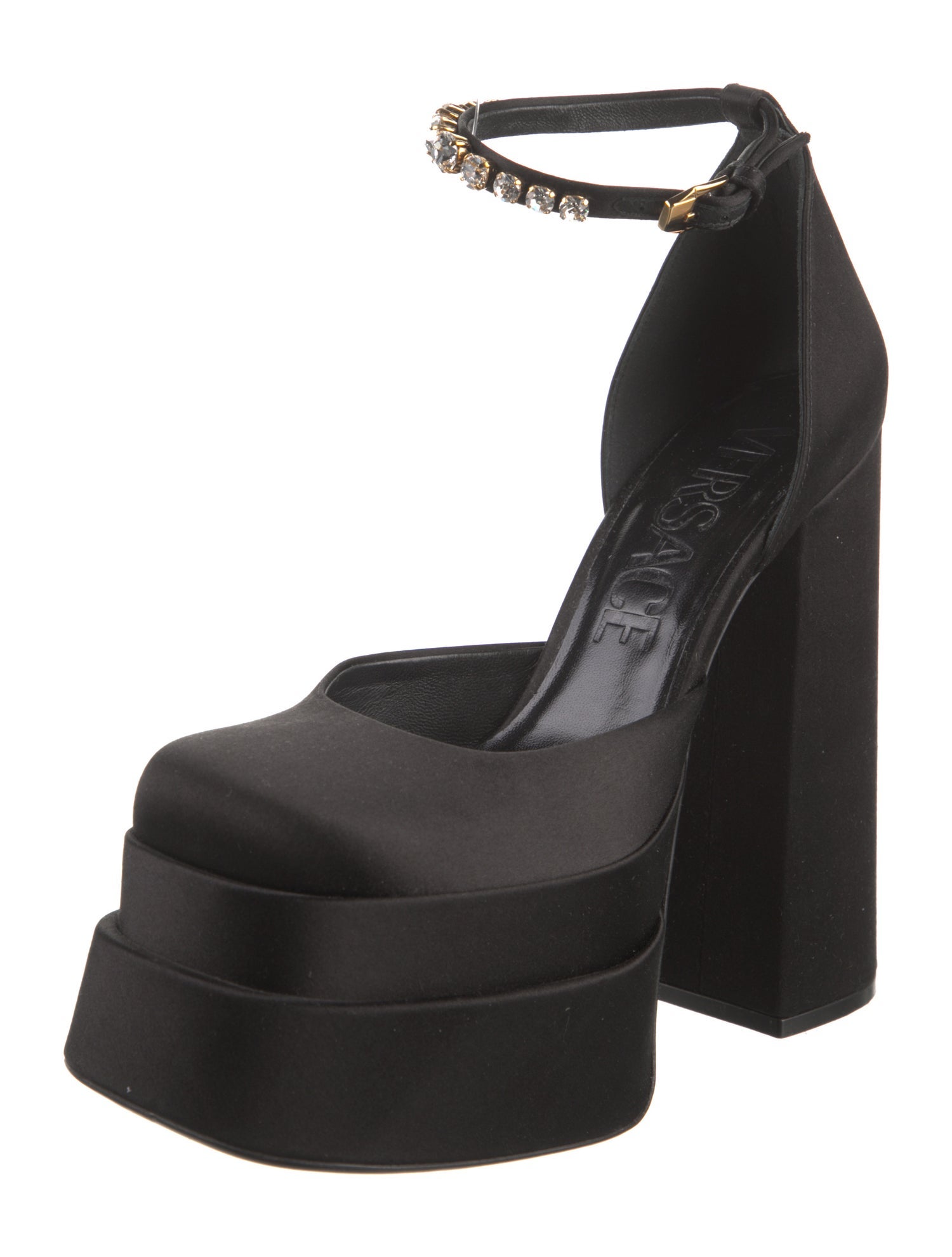 Versace Medusa Insignia Satin D'Orsay Pumps
