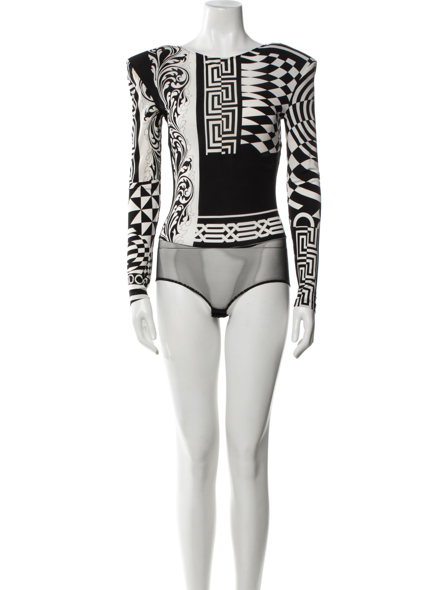 Versace Printed Bateau Neckline Bodysuit