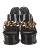 Versace Patent Leather Chain-Link Accents Slides
