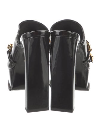 Versace Patent Leather Chain-Link Accents Slides