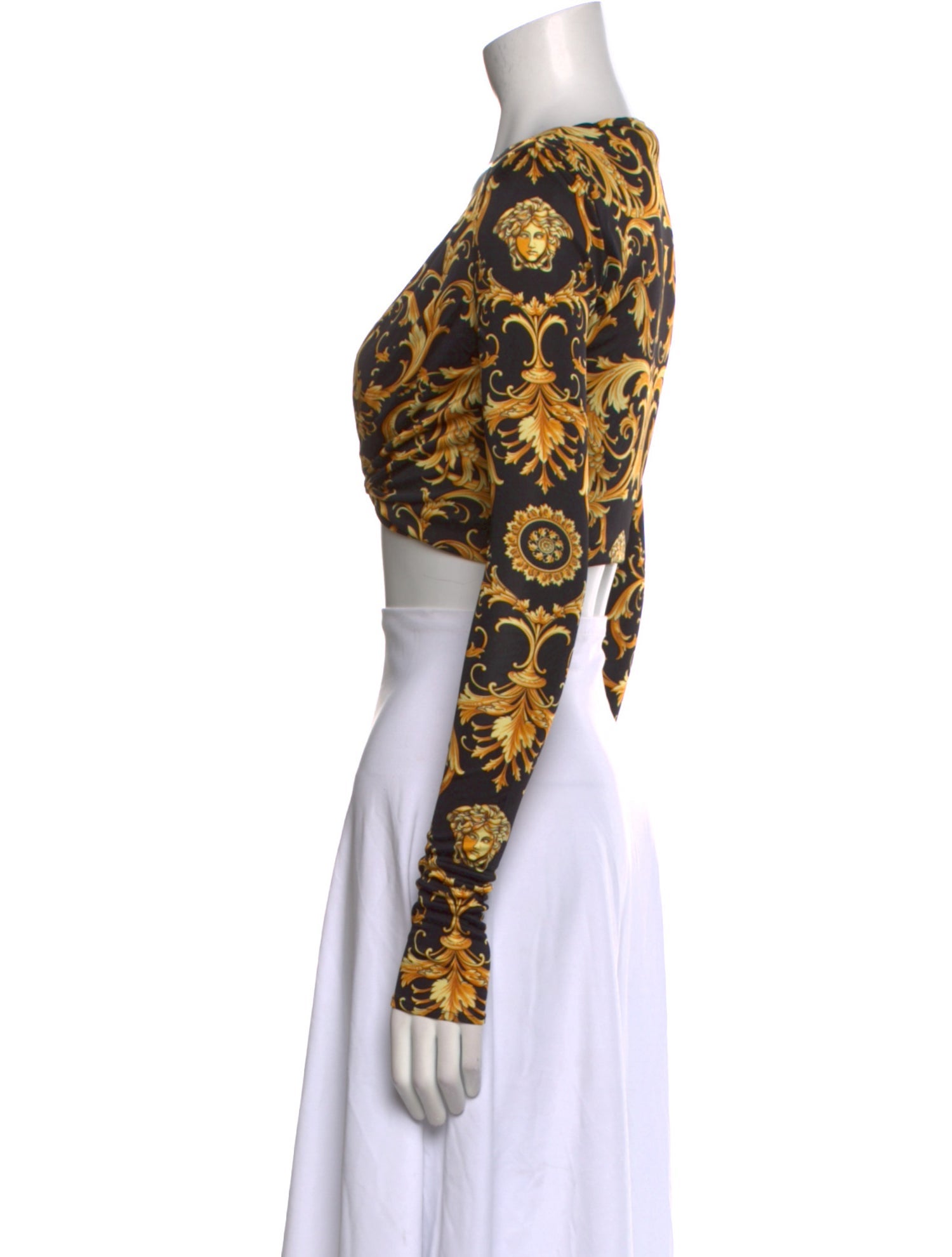 Versace Printed V-Neck Crop Top