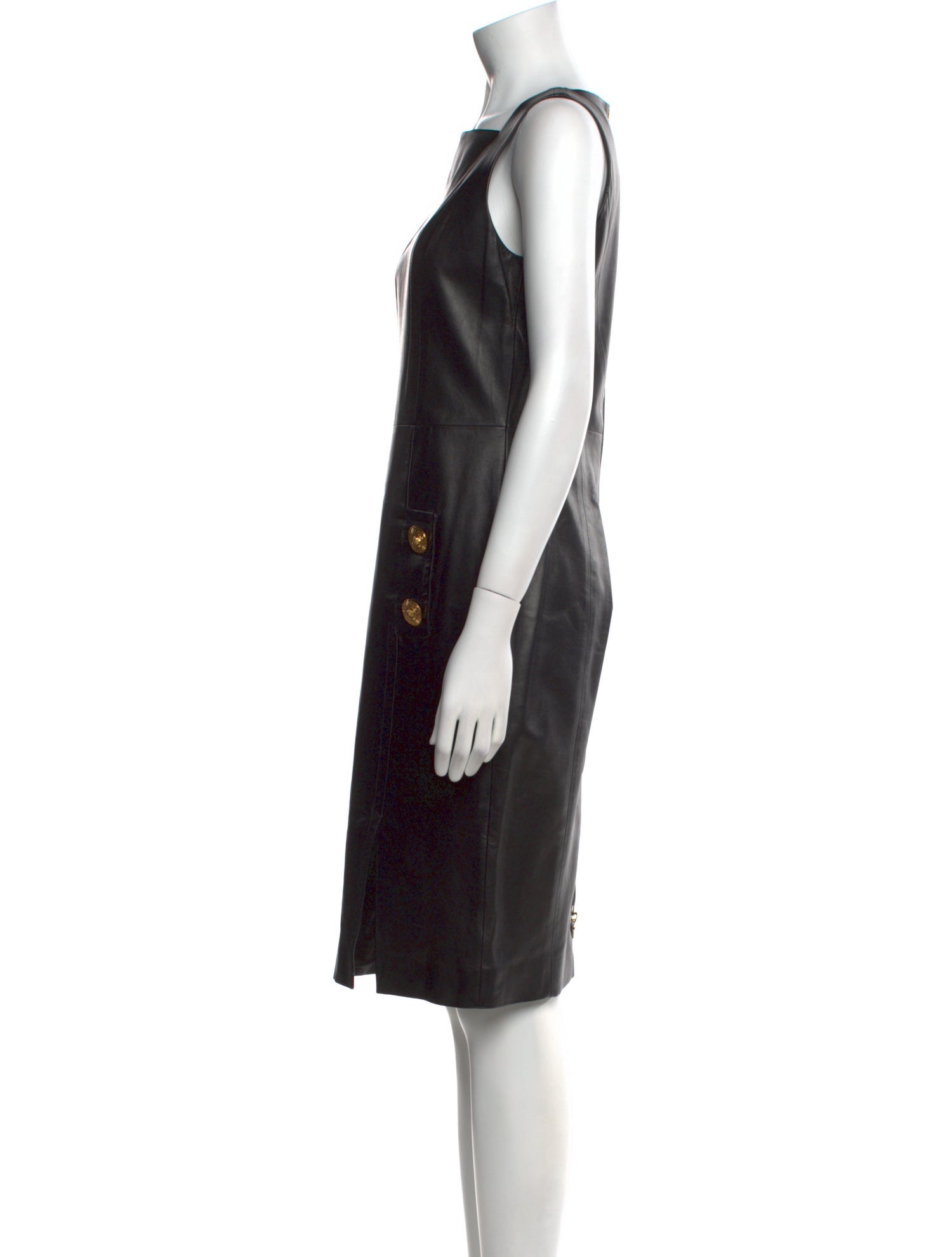 Versace Leather Knee-Length Dress