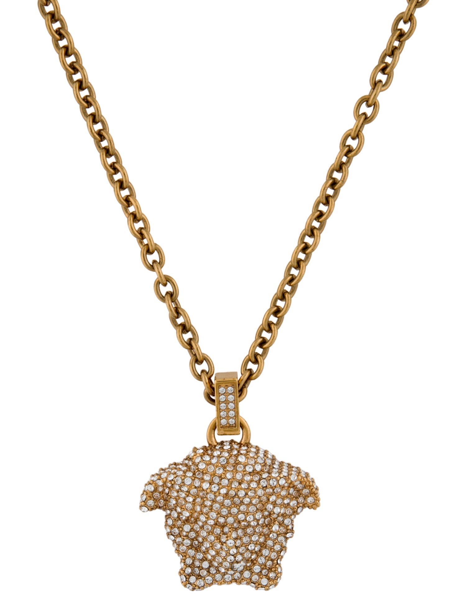 Versace Crystal Embellished La Medusa Pendant Necklace