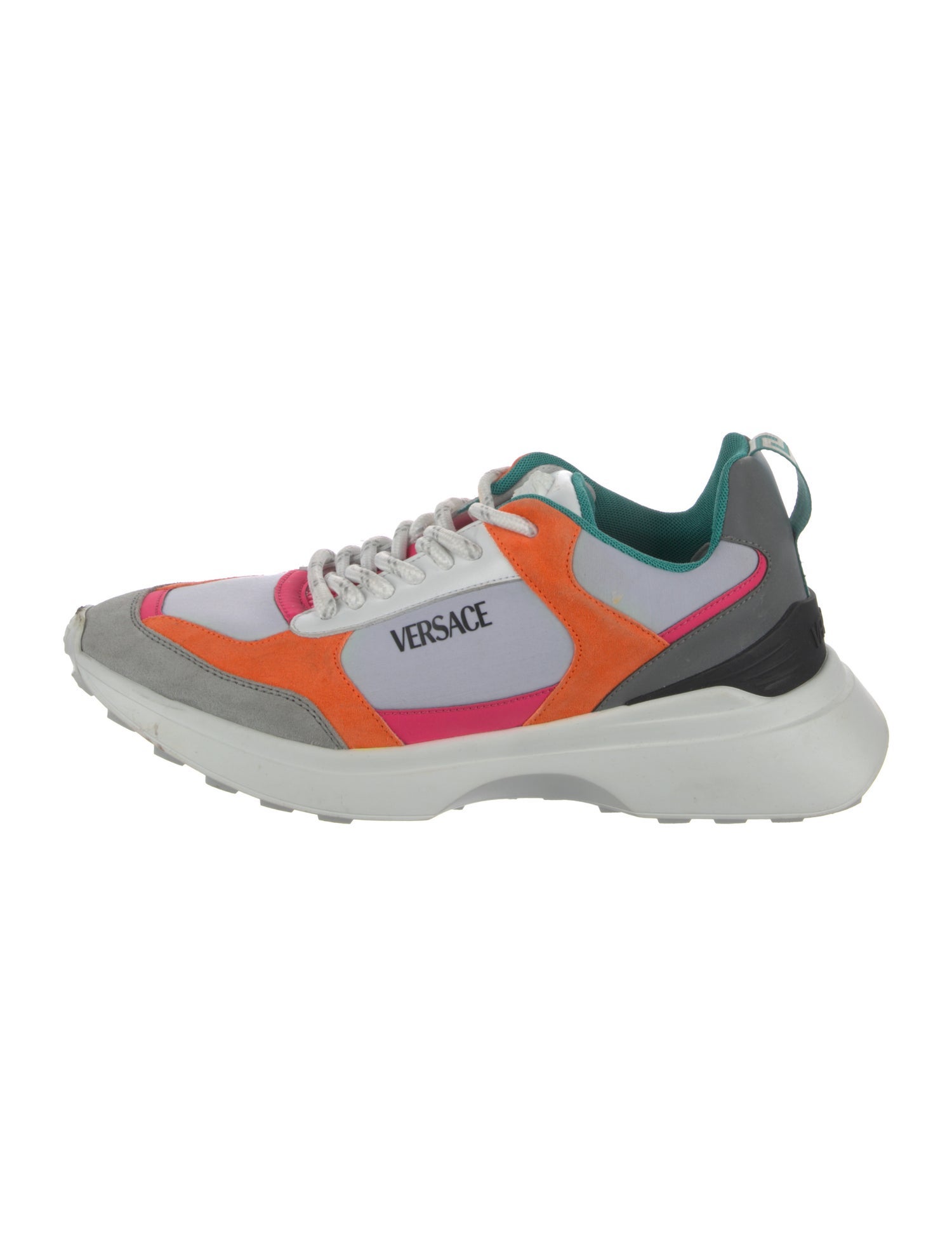 Versace Leather Colorblock Pattern Athletic Sneakers