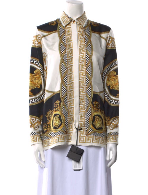 Versace Silk Printed Button-Up Top