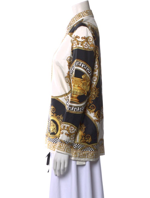 Versace Silk Printed Button-Up Top