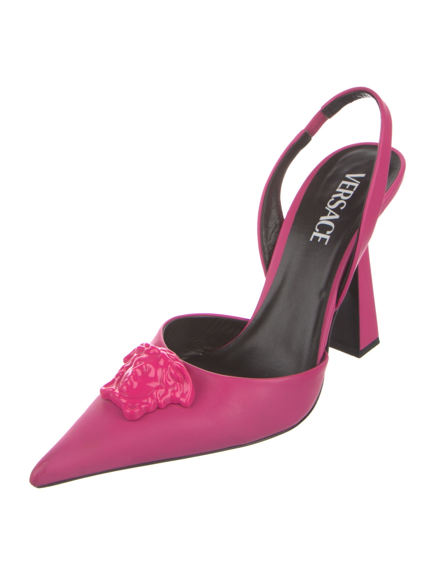 Versace Medusa Insignia Leather Slingback Pumps