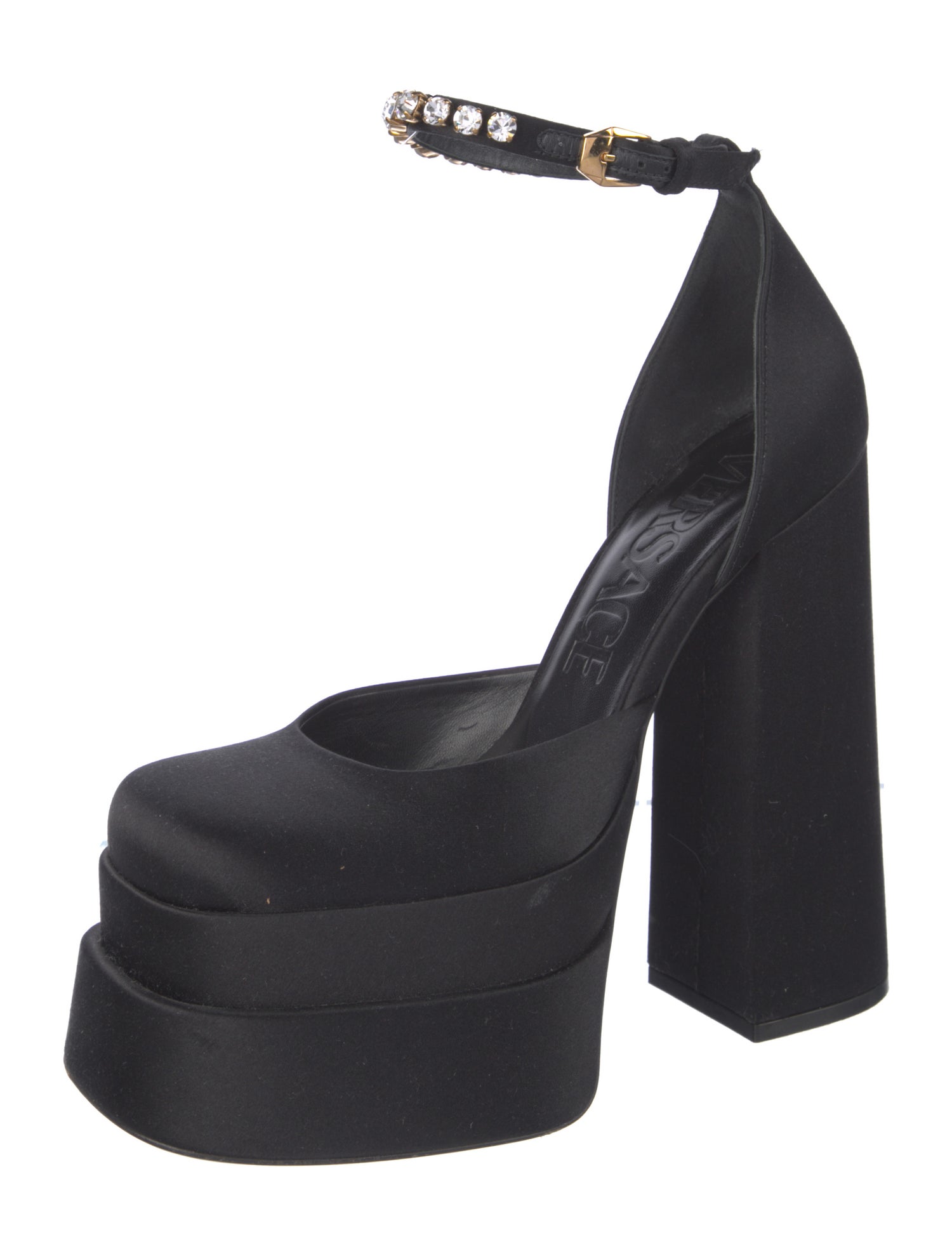 Versace Medusa Insignia Satin D'Orsay Pumps