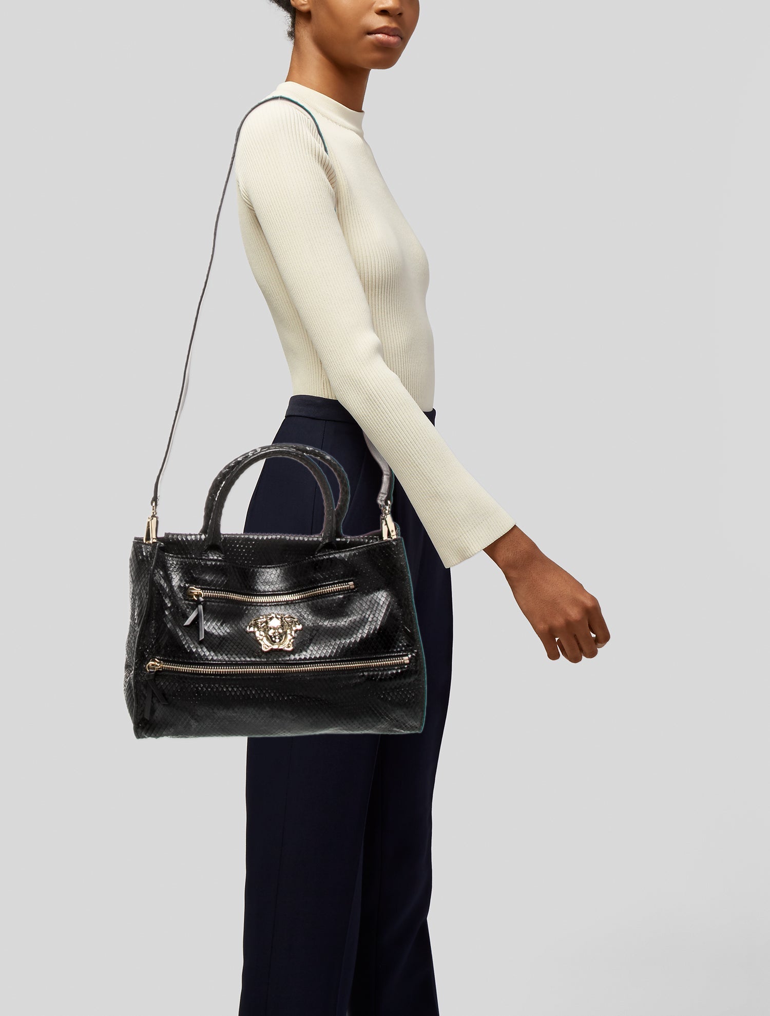 Versace Snakeskin Top Handle Bag