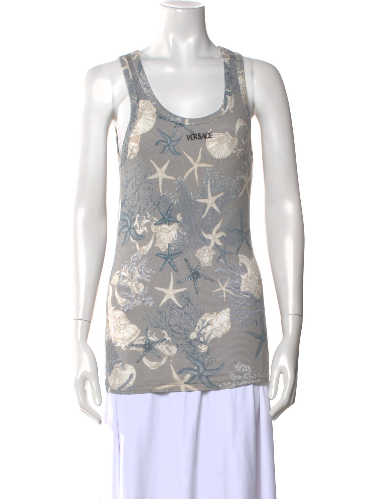 Versace Printed Scoop Neck Top