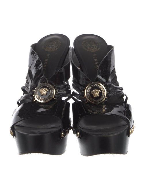 Versace Medusa Insignia Patent Leather Slides