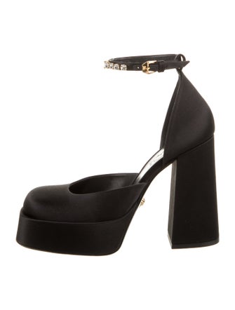 Versace Satin Crystal Embellishments D'Orsay Pumps