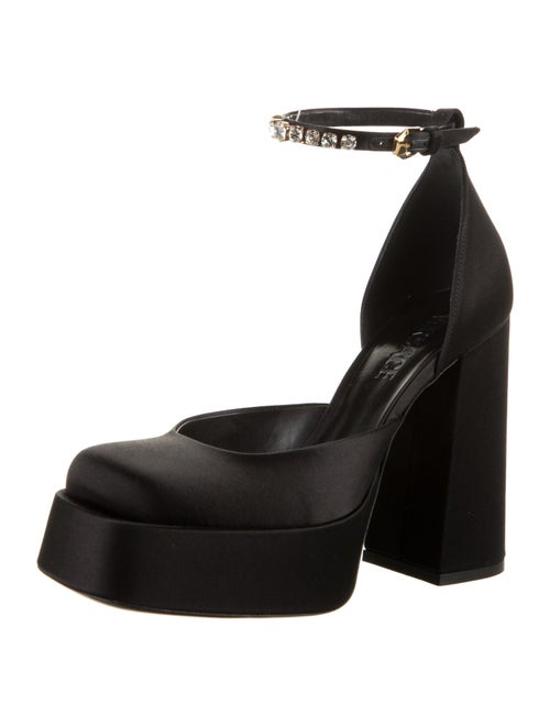 Versace Satin Crystal Embellishments D'Orsay Pumps