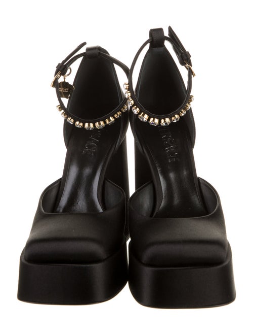 Versace Satin Crystal Embellishments D'Orsay Pumps