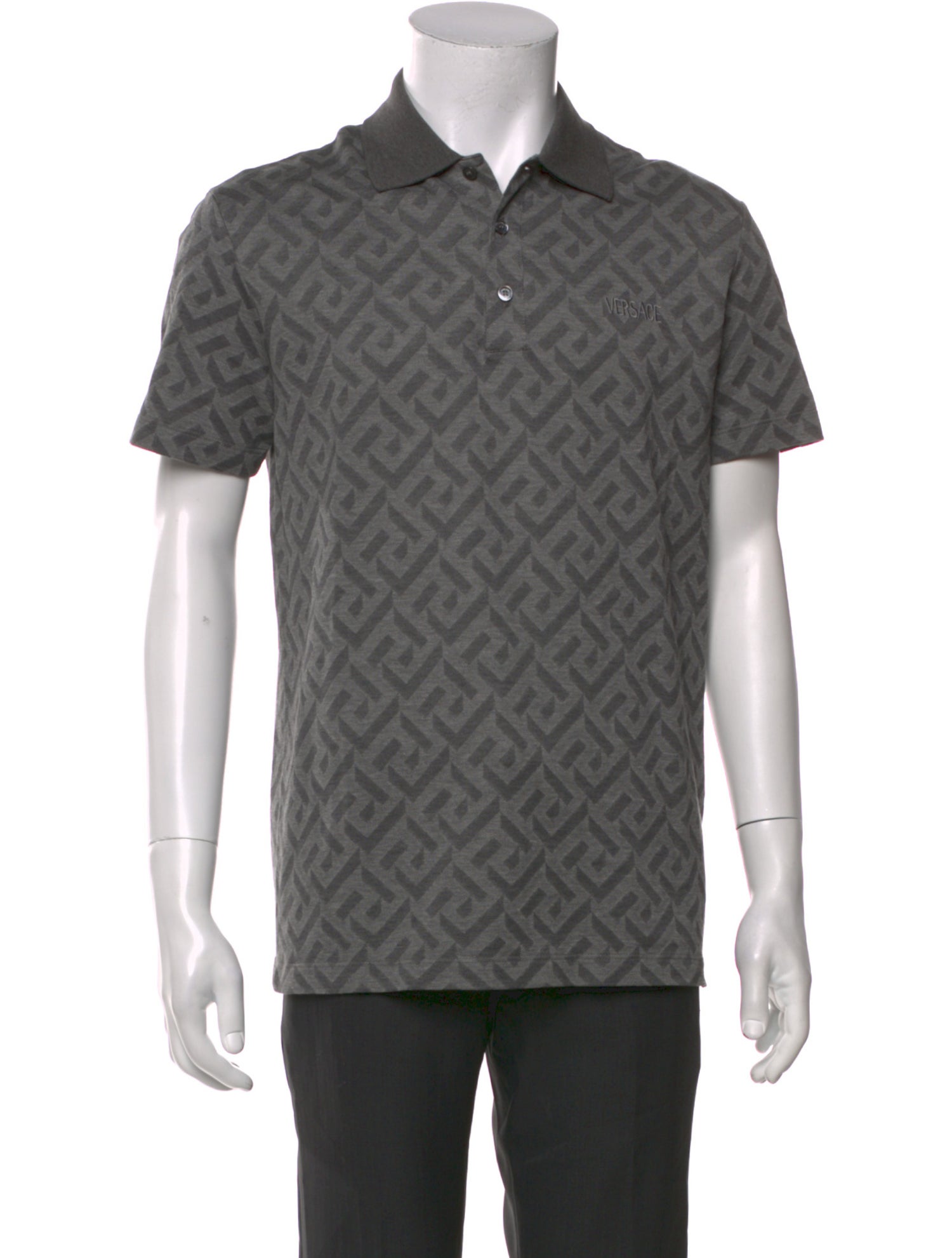 Versace Printed Crew Neck Polo Shirt