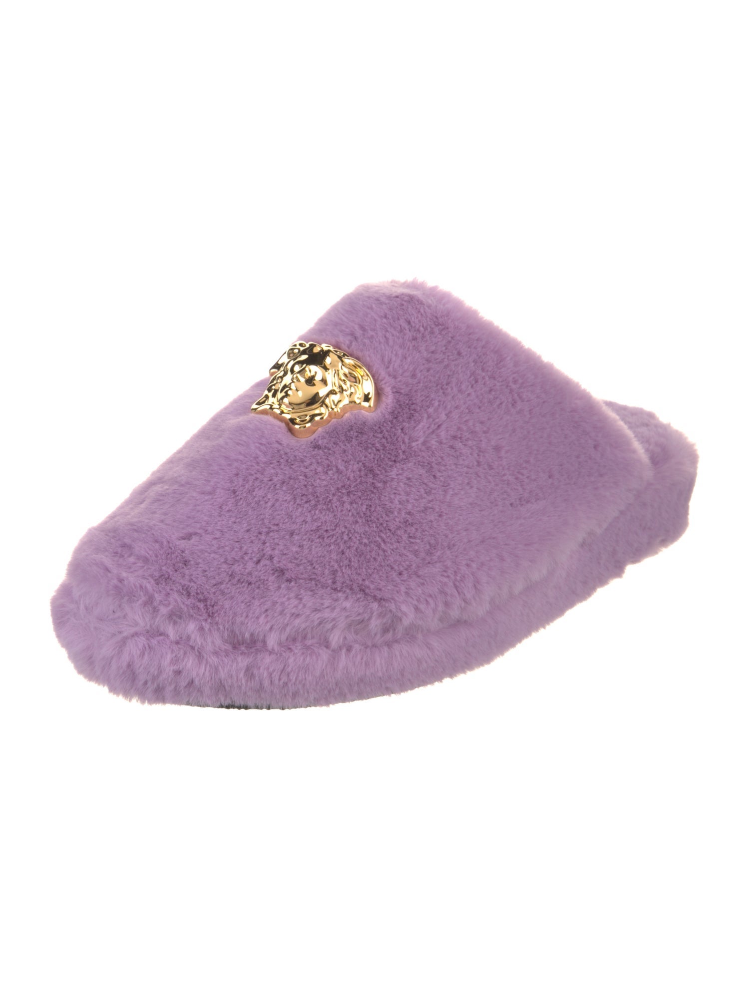 Versace Medusa Insignia Faux Fur Slippers