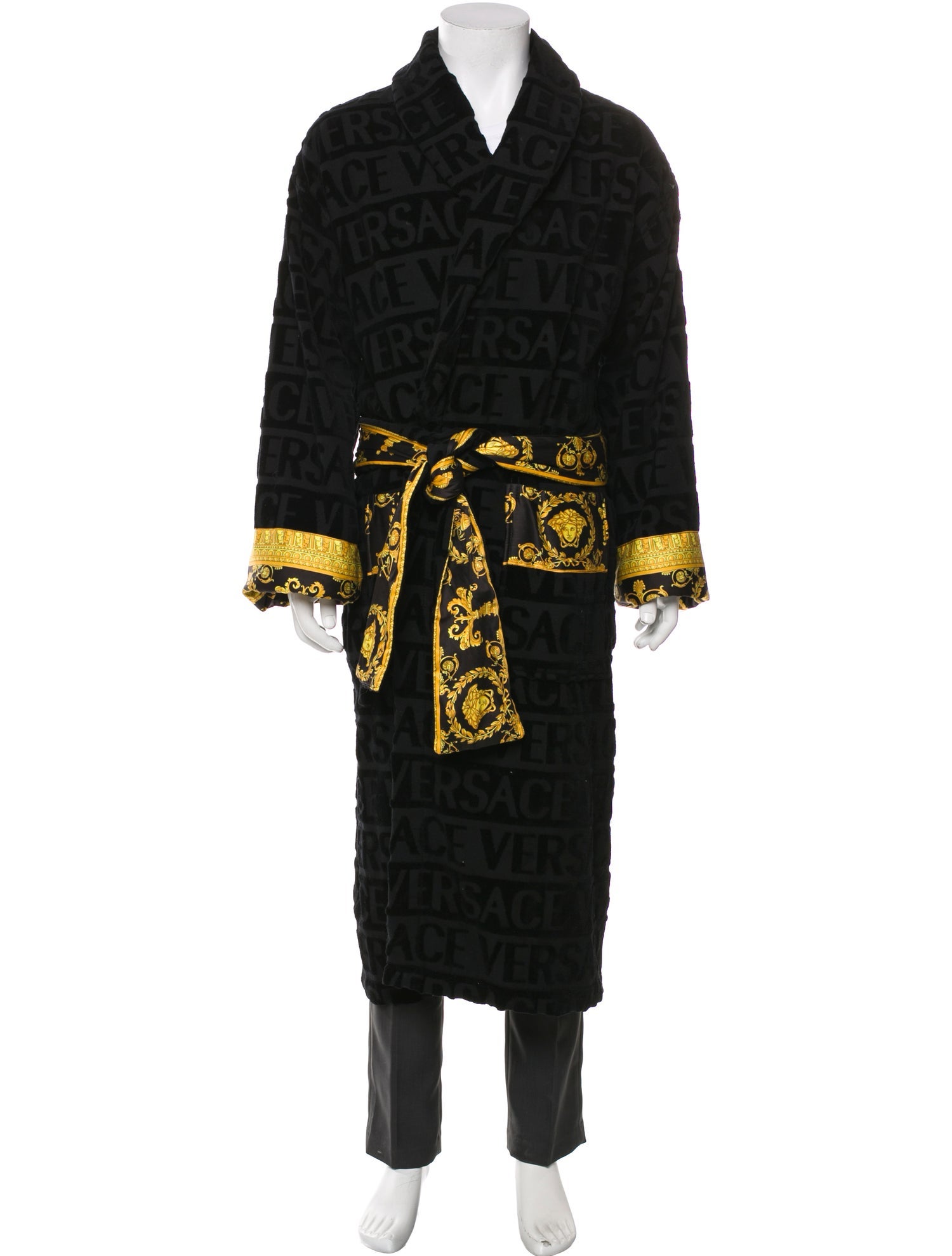 Versace Graphic Print Sequin Embellishments Robe w/ Tags