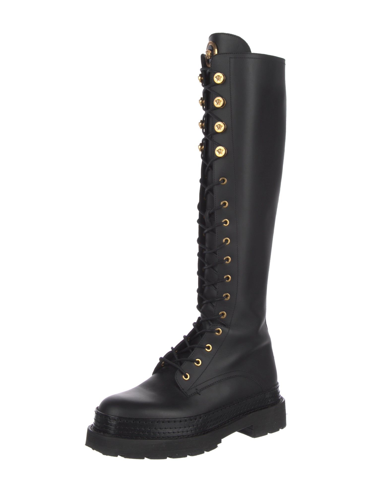 Versace Leather Combat Boots