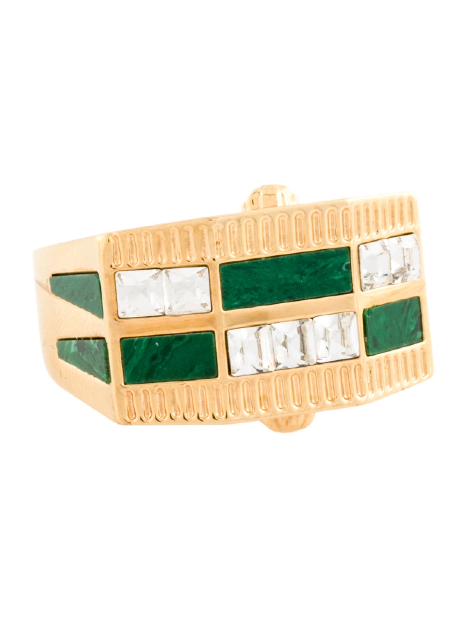 Versace Crystal & Enamel Signet Ring