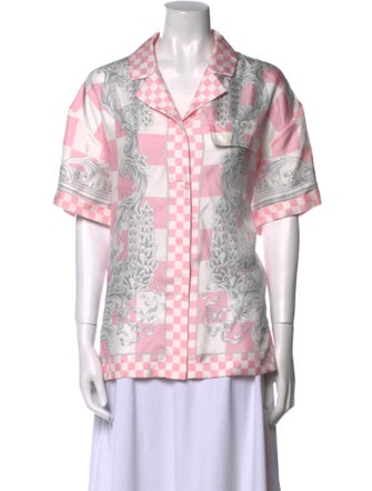 Versace Silk Printed Button-Up Top