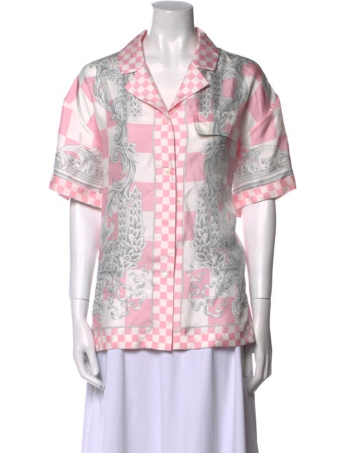 Versace Silk Printed Button-Up Top