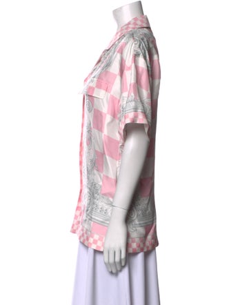 Versace Silk Printed Button-Up Top