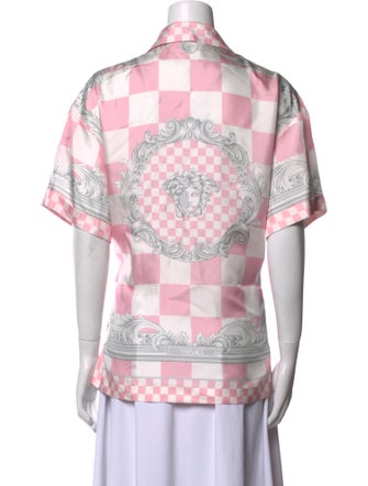Versace Silk Printed Button-Up Top