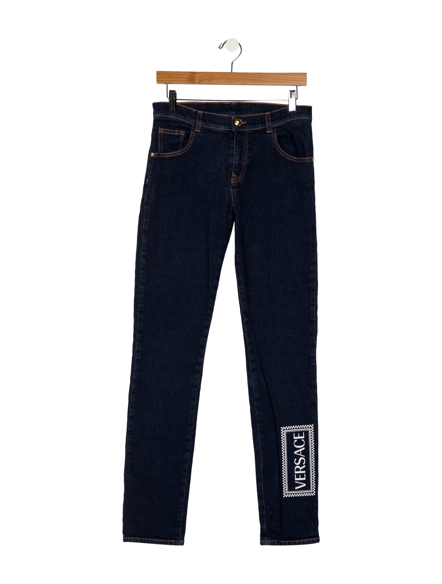 Versace kid girls' blue and white jeans