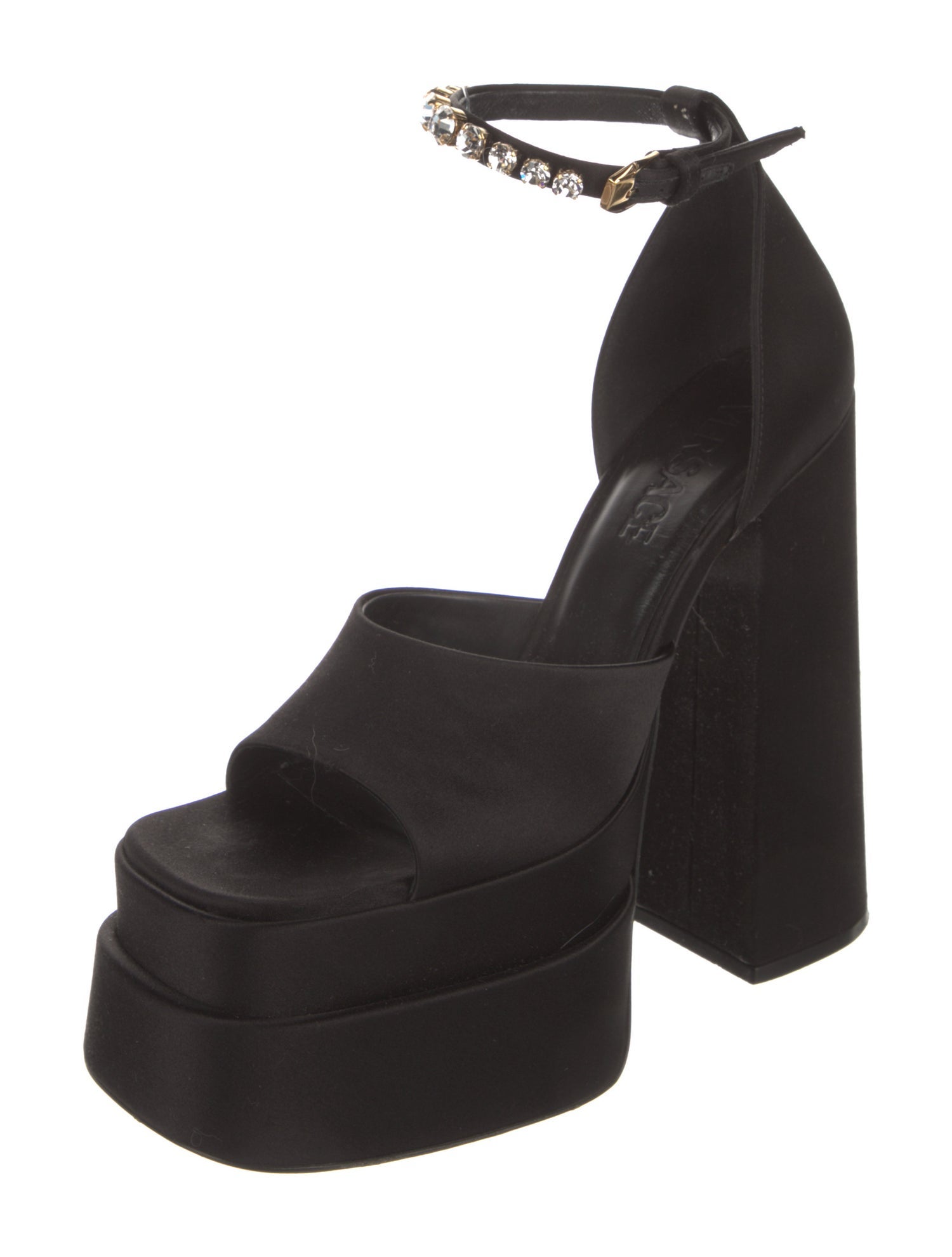 Versace Satin Crystal Embellishments Sandals