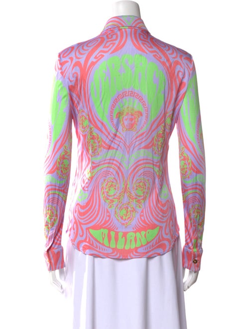 Versace Jersey Printed Button-Up Top
