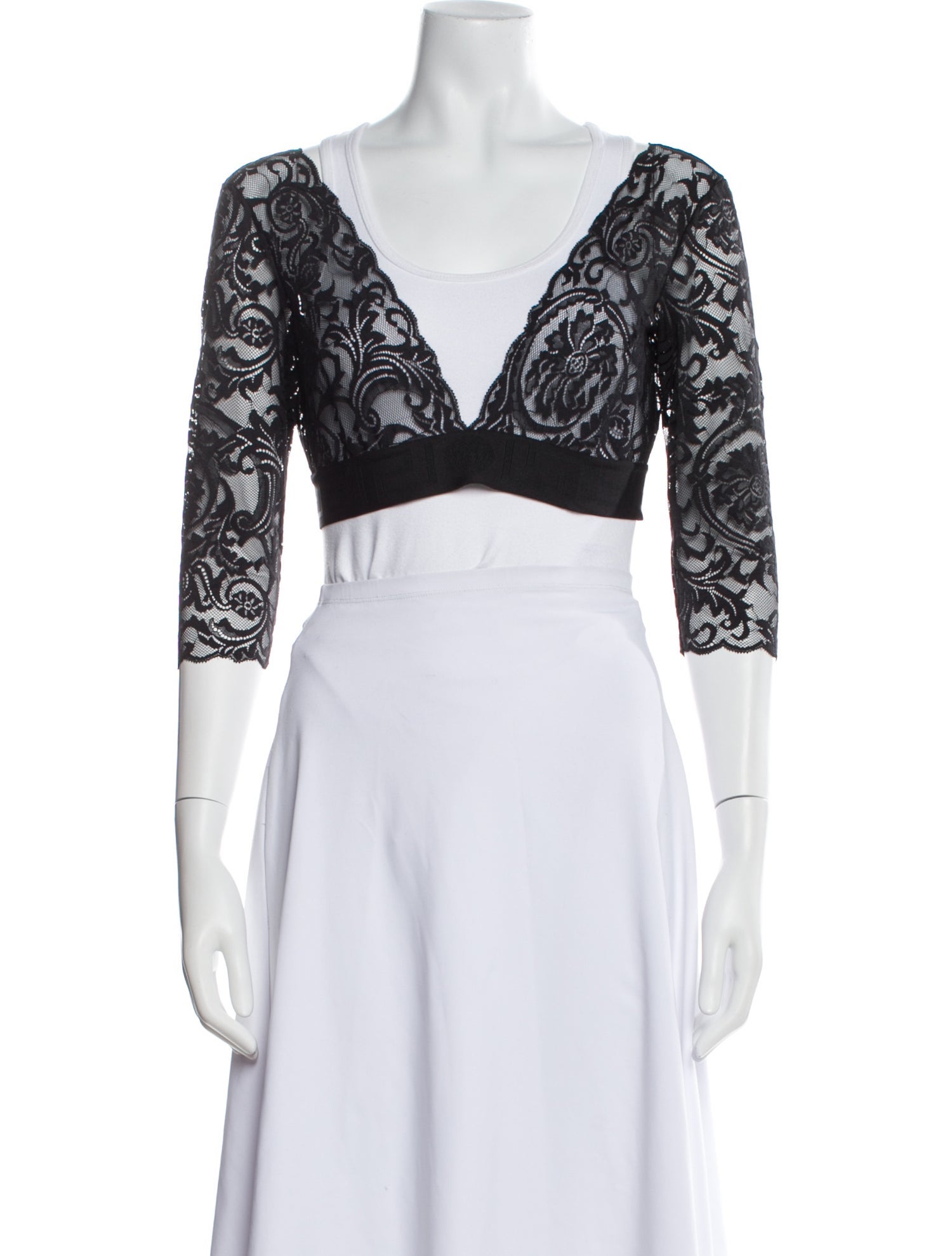 Versace Lace Lace Pattern Crop Top