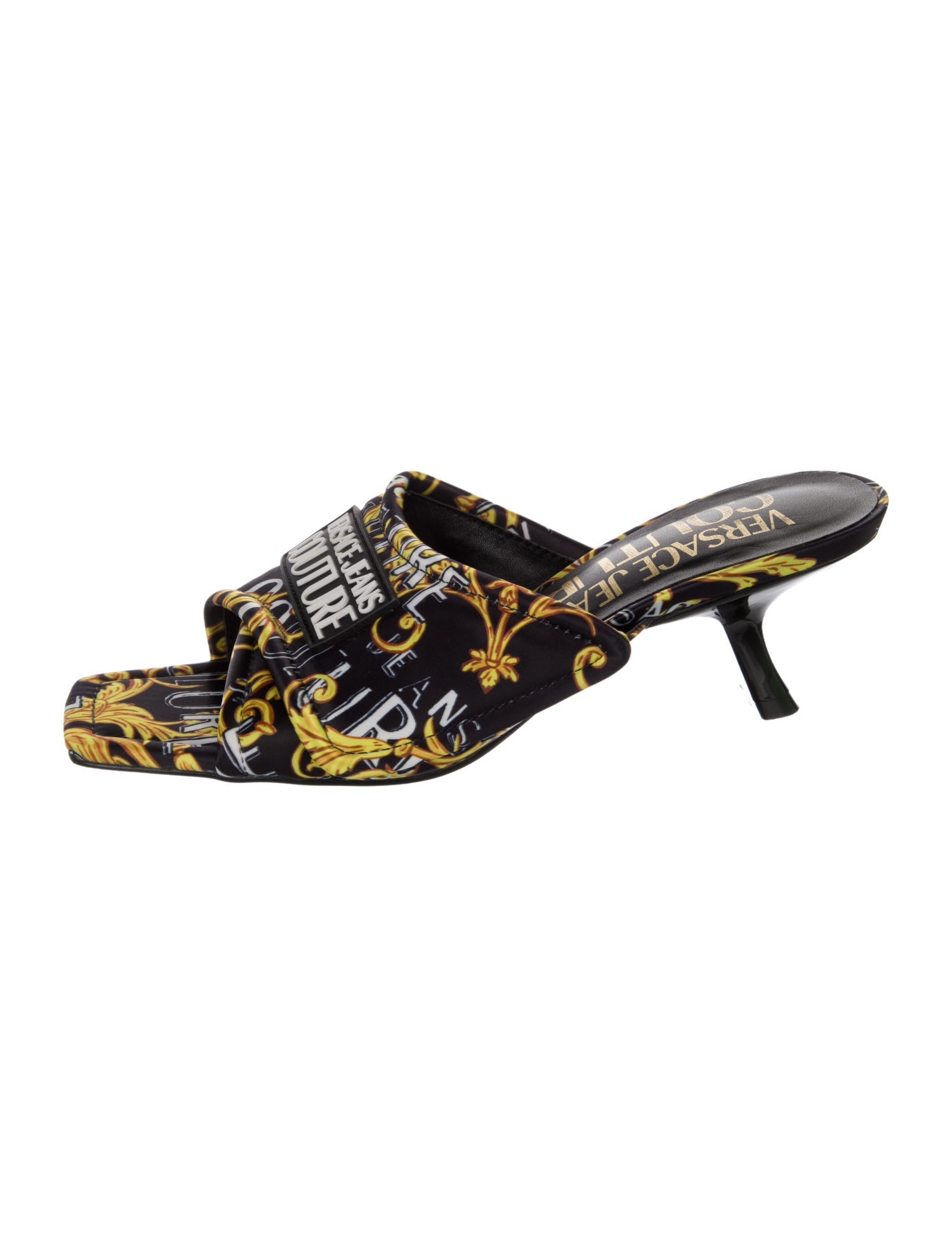 Versace Jeans Couture Leather Floral Print Slides