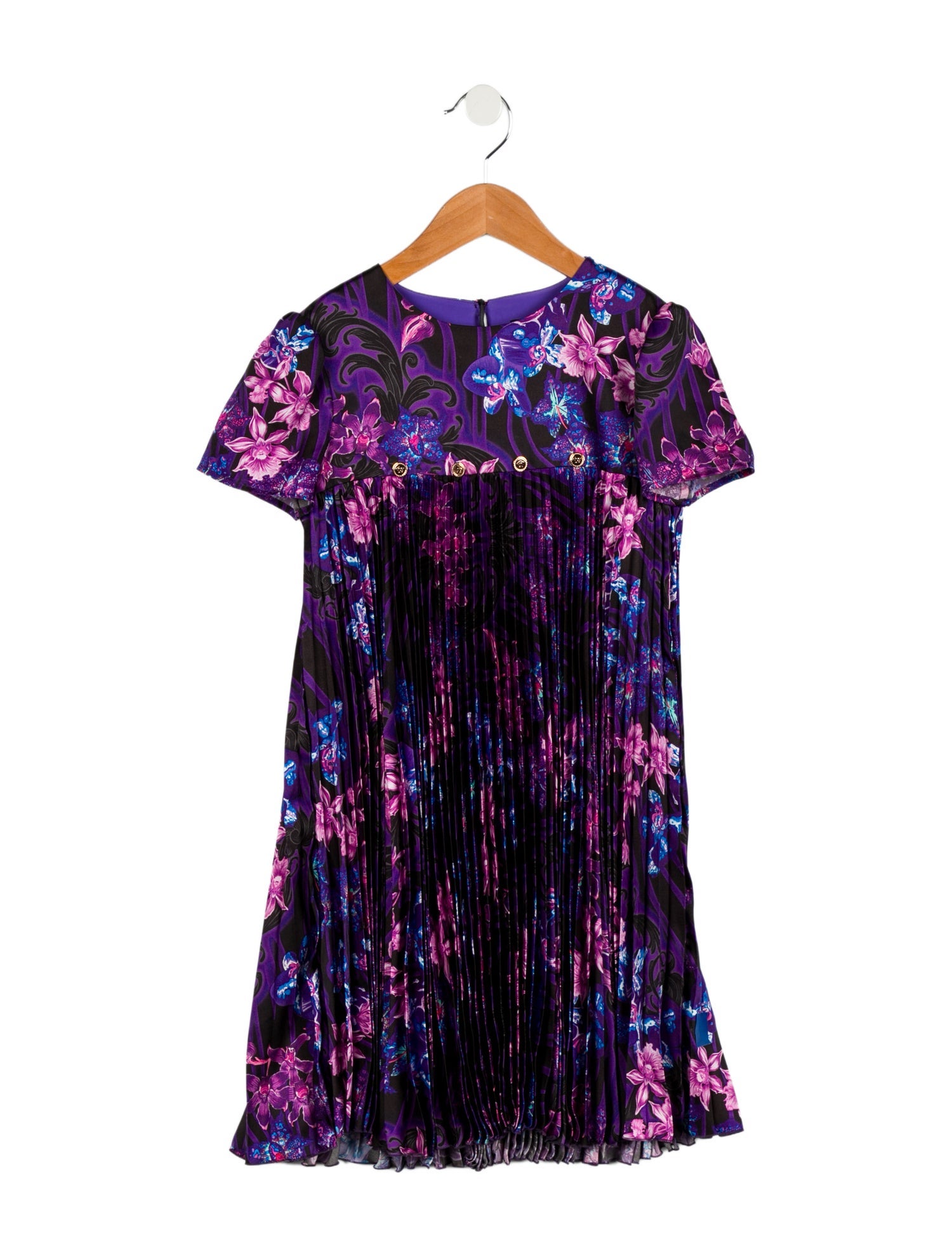 Versace Girls' Pattern Print Short Sleeve Dress