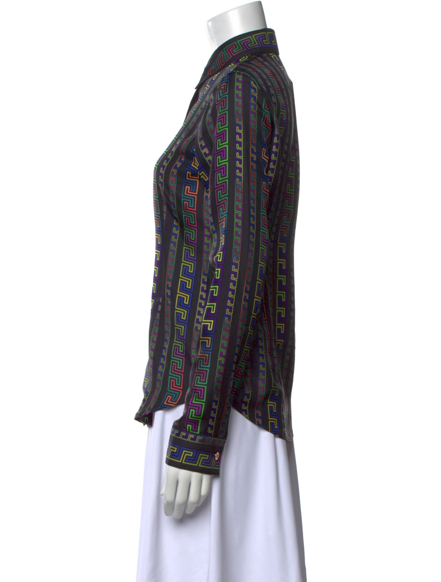 Versace Silk Printed Button-Up Top