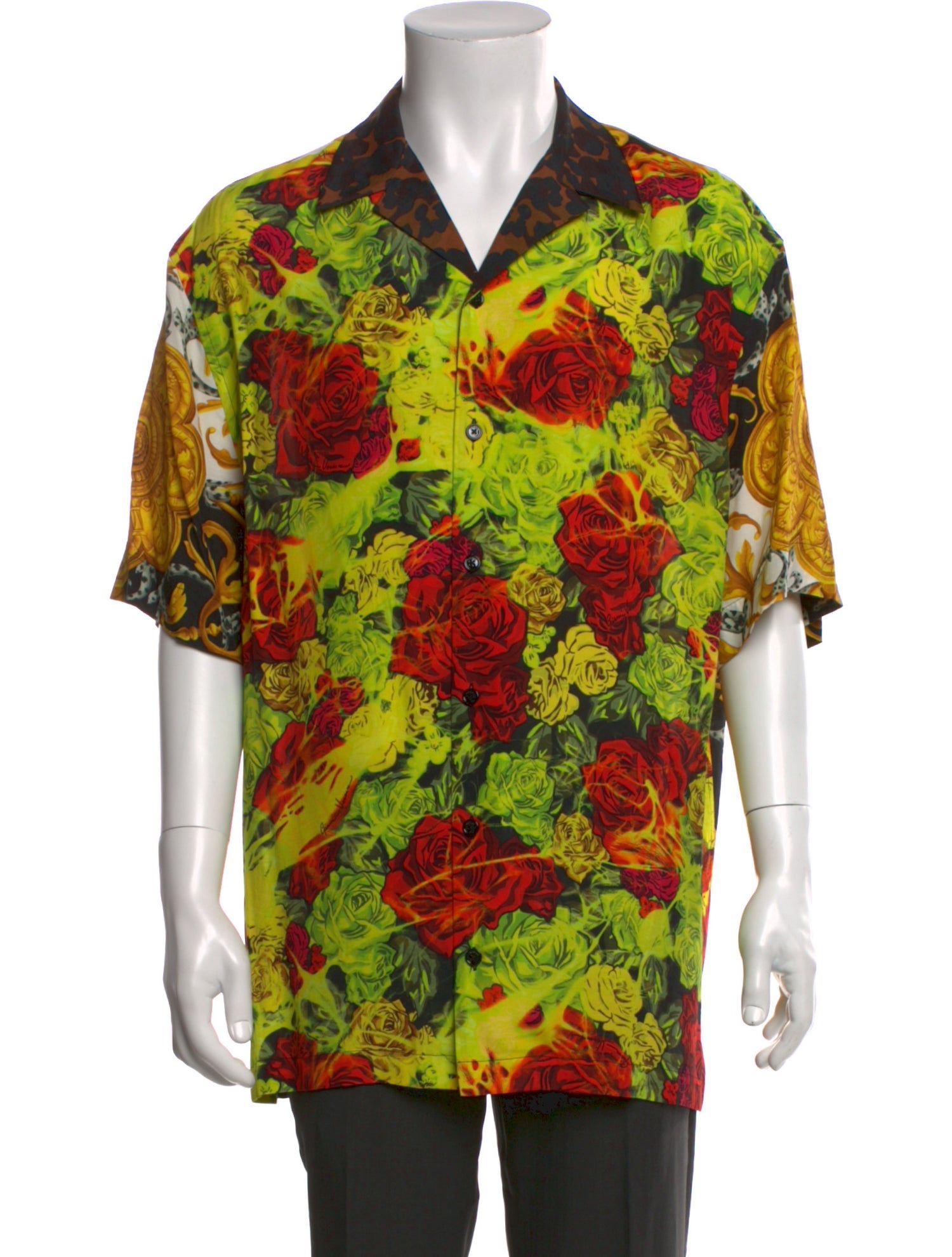 Versace Floral Print Short Sleeve Shirt