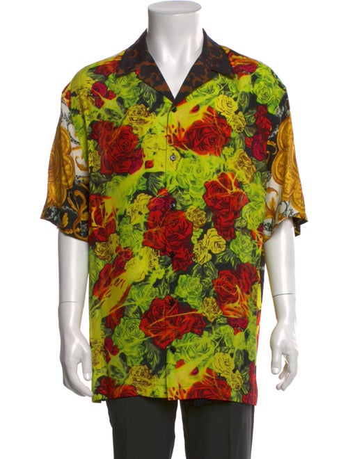 Versace Floral Print Short Sleeve Shirt