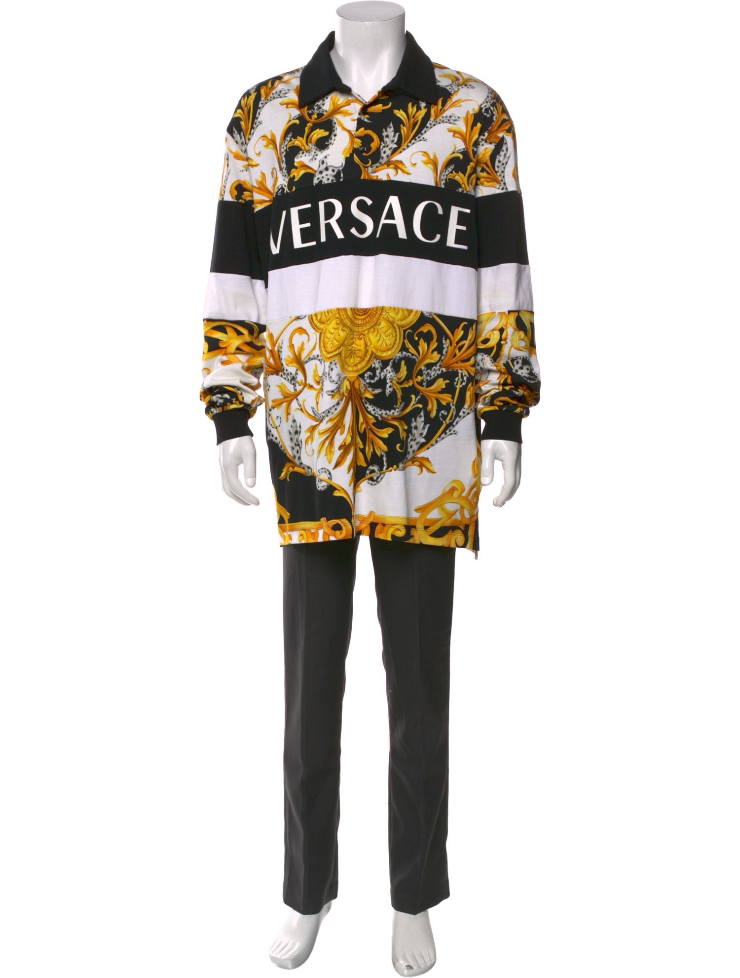 Versace Graphic Print Collar Polo Sweater