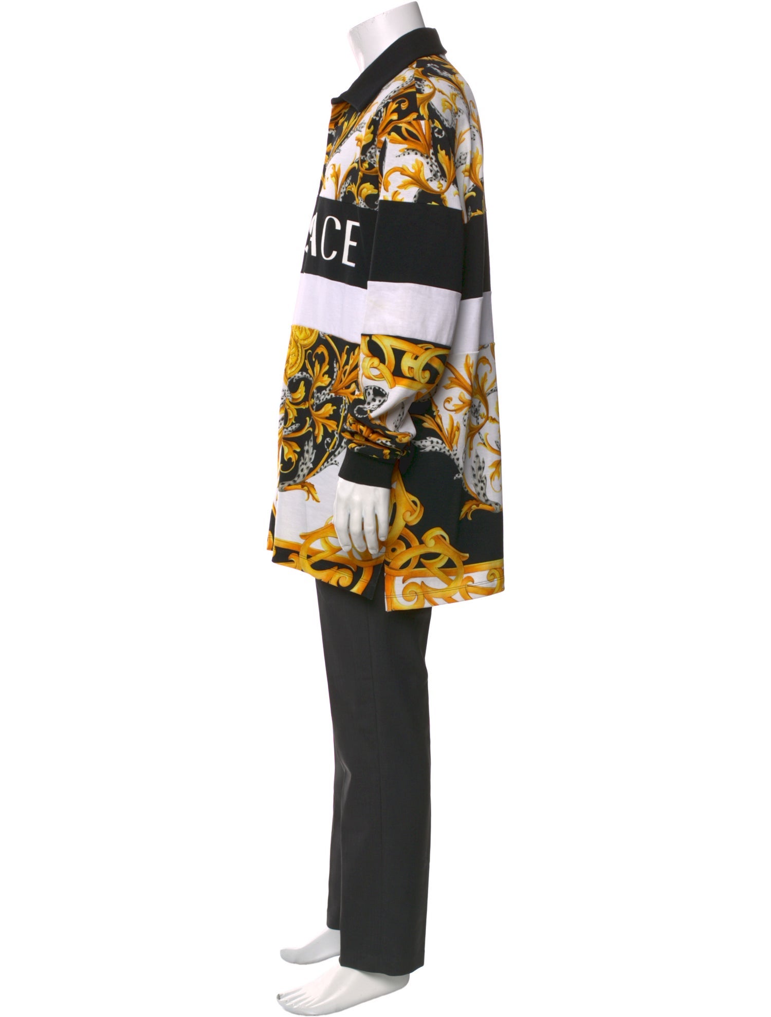 Versace Graphic Print Collar Polo Sweater