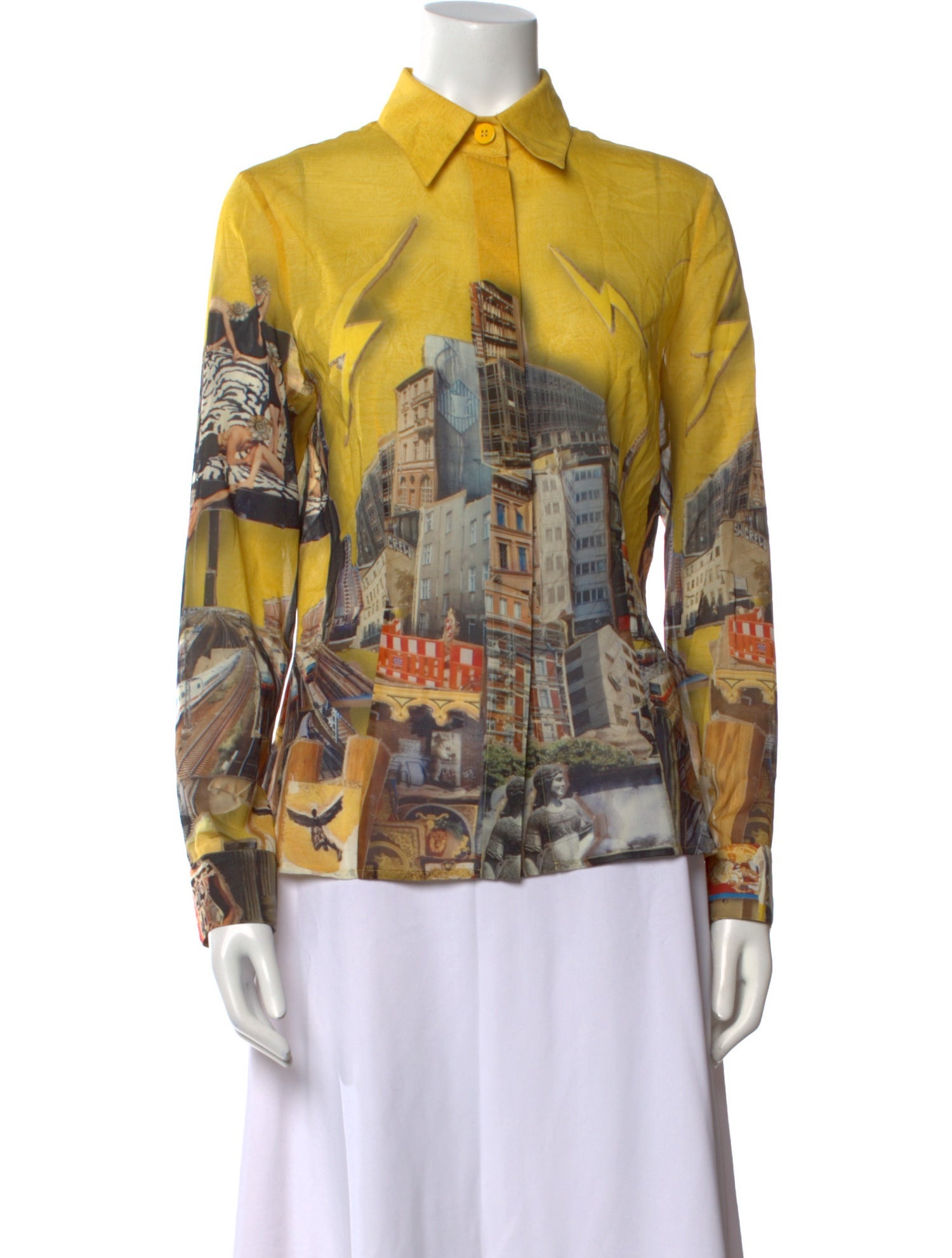 Versace Silk Printed Button-Up Top