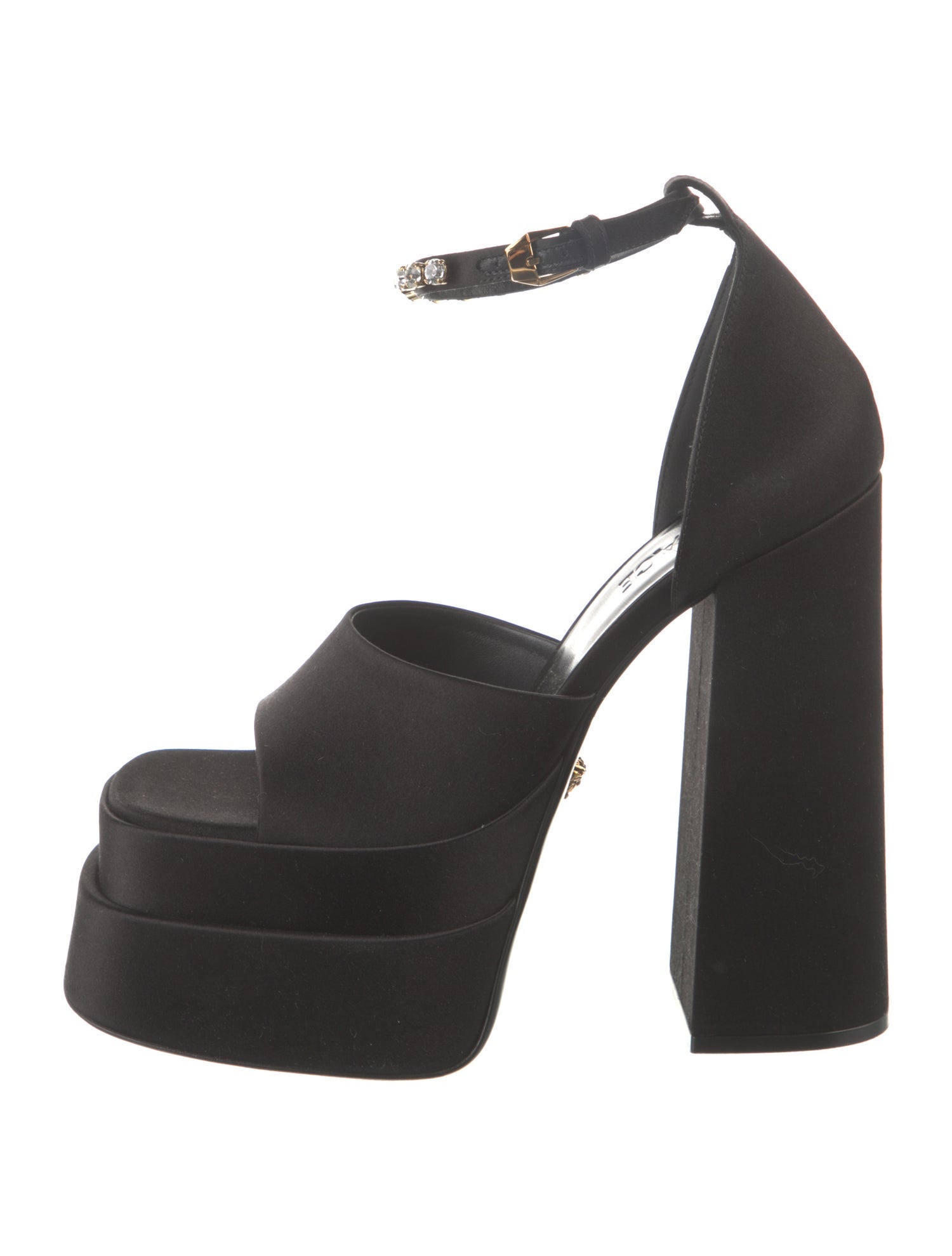 Versace Satin Crystal Embellishments D'Orsay Pumps