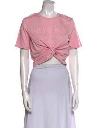Versace Crew Neck Short Sleeve Crop Top