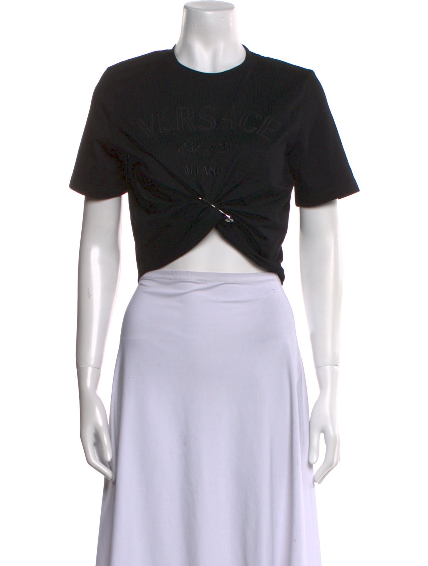 Versace Crew Neck Short Sleeve Crop Top