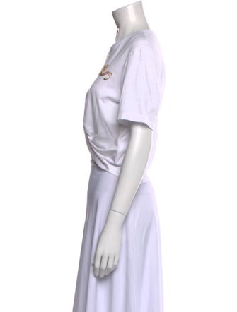 Versace Graphic Print Crew Neck Crop Top