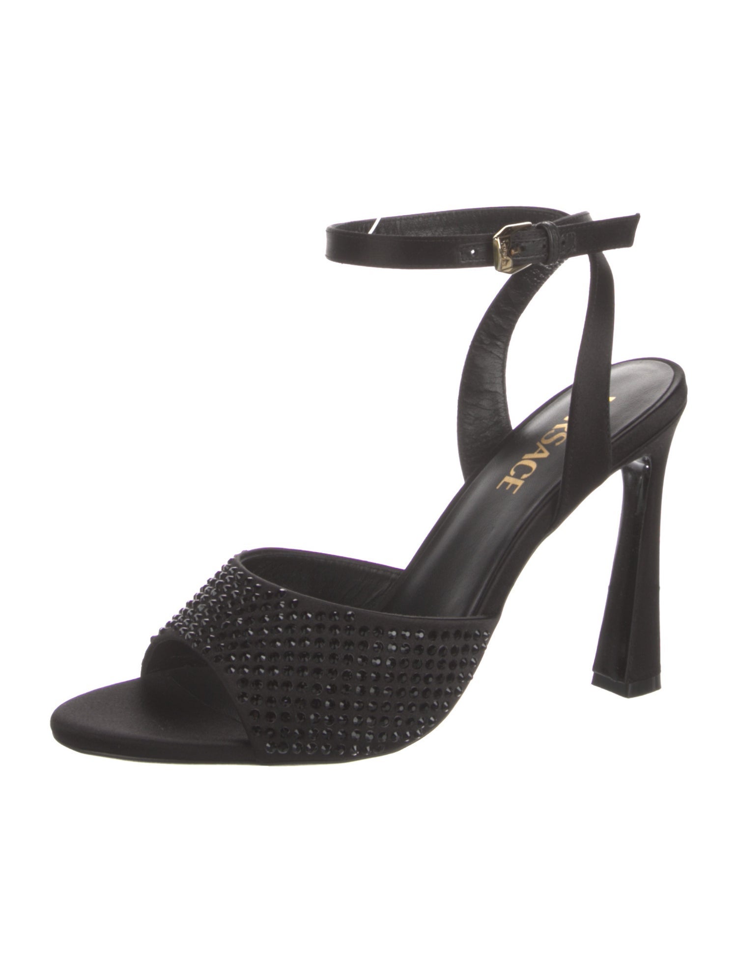 Versace Satin Crystal Embellishments Sandals