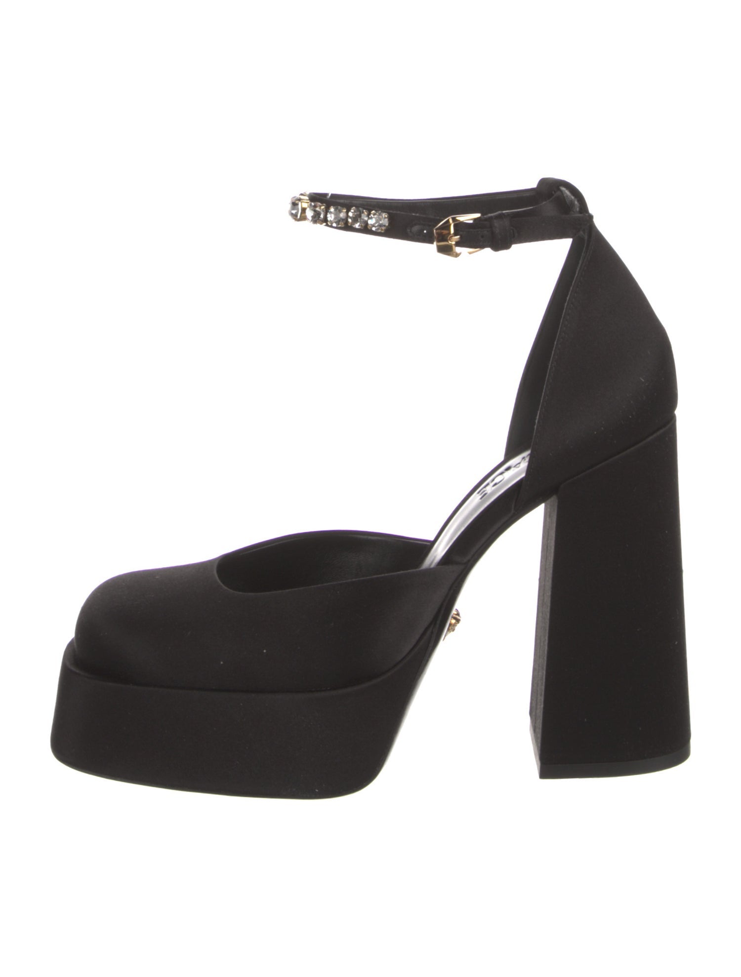 Versace Satin Crystal Embellishments D'Orsay Pumps