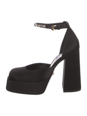 Versace Satin Crystal Embellishments D'Orsay Pumps